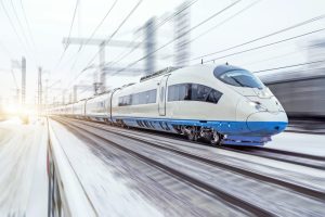 High-speed,Train,Rides,At,High,Speed,In,Winter,Around,The